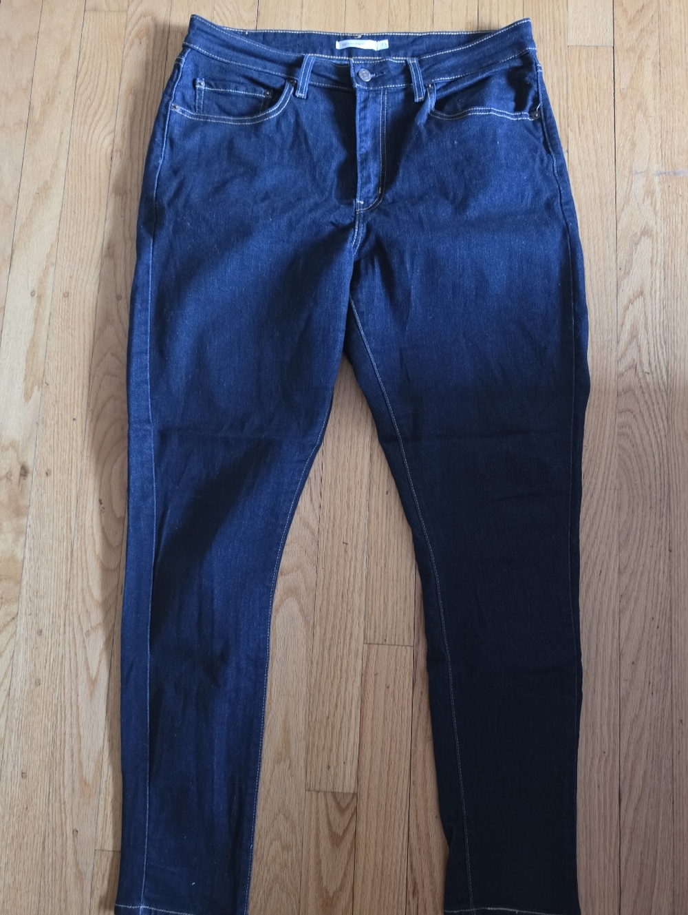 Levi's 721 High Rise Skinny Jeans Cast Shadows Dark Wash Blue Sz 33x30 - Picture 3 of 11